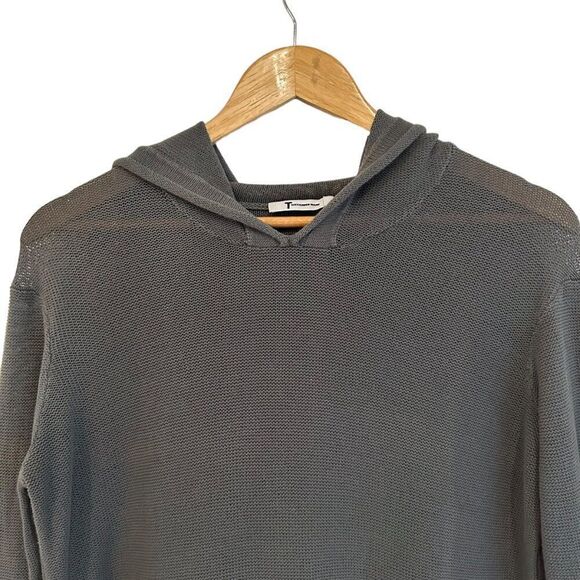T Alexander Wang Grey 100% Cotton Knit Hooded Crewneck Sweater Size Small - Picture 3 of 6